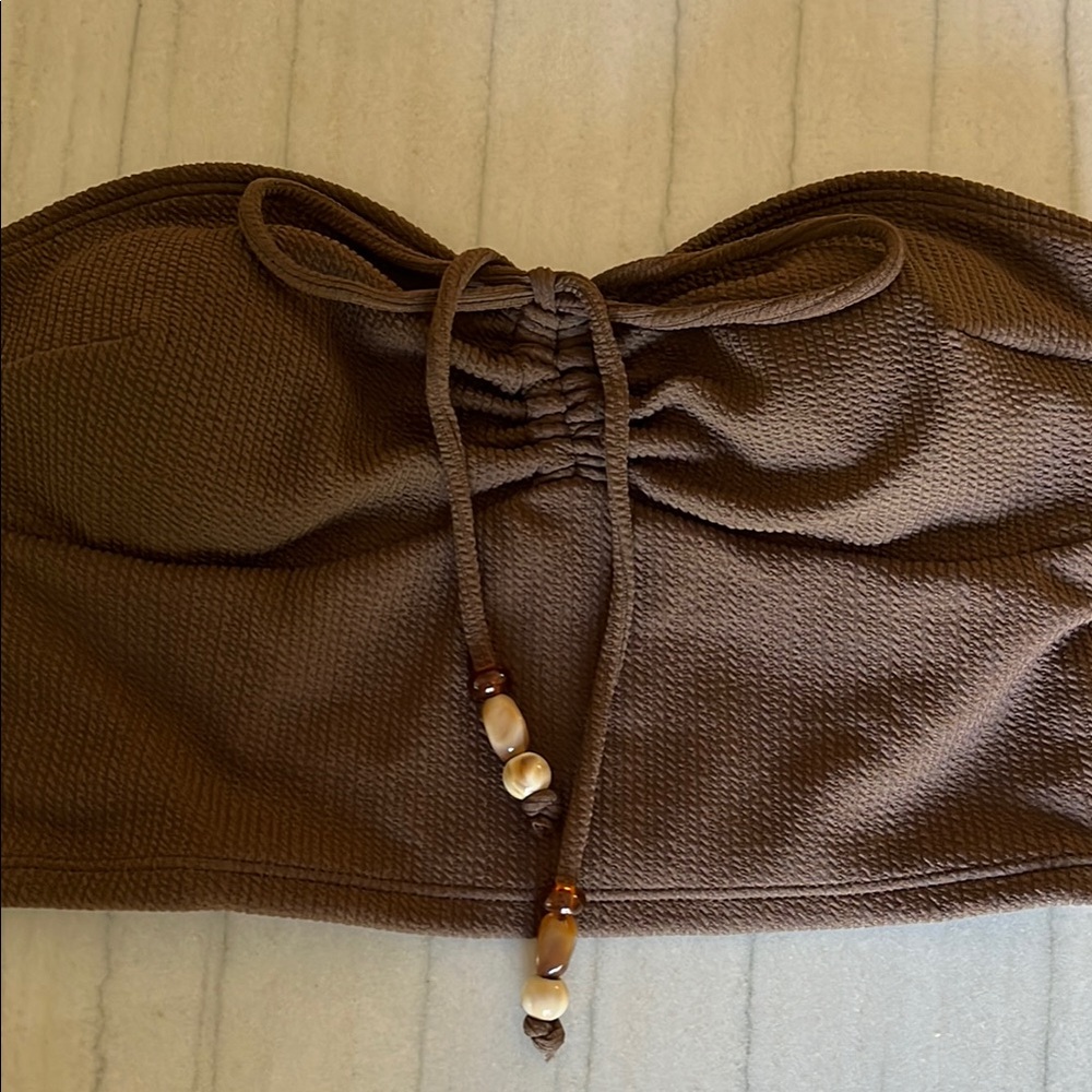 Chocolate Brown Ruched Bandeau Bikini